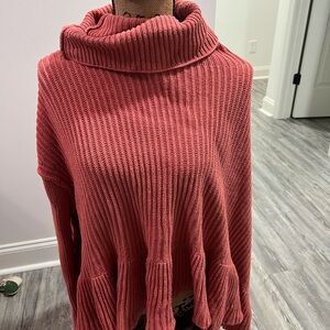 Free People Coral Cowl Neck Sweater